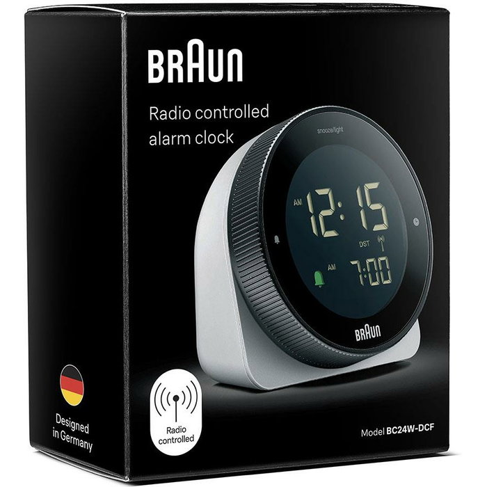 Braun BC 24 W DCF Funkwecker - Reloj Despertador Digital de Radio Blanco