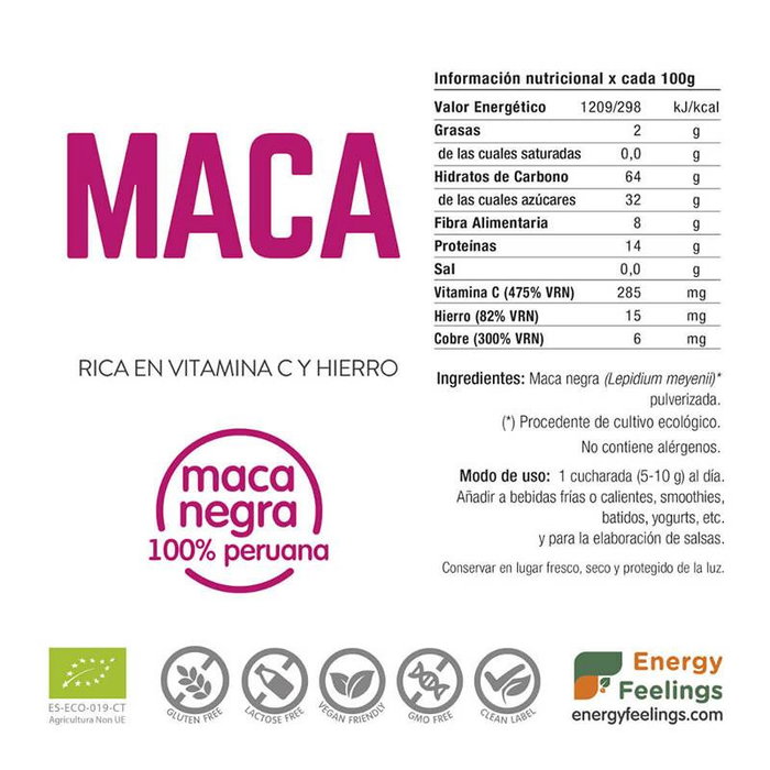ENERGY FEELINGS Maca Negra en polvo ECO VEGAN SG 1 kg ENERGY FEELINGS Maca Negra en polvo ECO VEGAN SG 1 kg