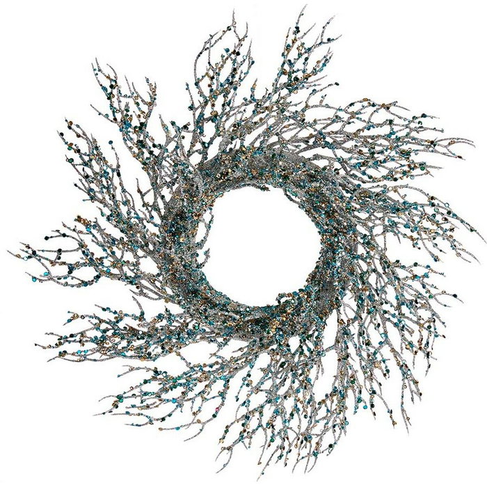 Corona de Navidad Krist+ Azul Dorado Plástico Rama 50 x 10 x 50 cm (2 Unidades)