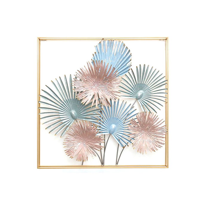 DKD Home Decor Decoración de Pared de Metal con Hojas Multicolor