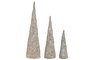 DKD Home Decor Cono Navidad Alpina Ratan LED Crema 20 x 80 x 20 cm Set 3 (2 Unidades)