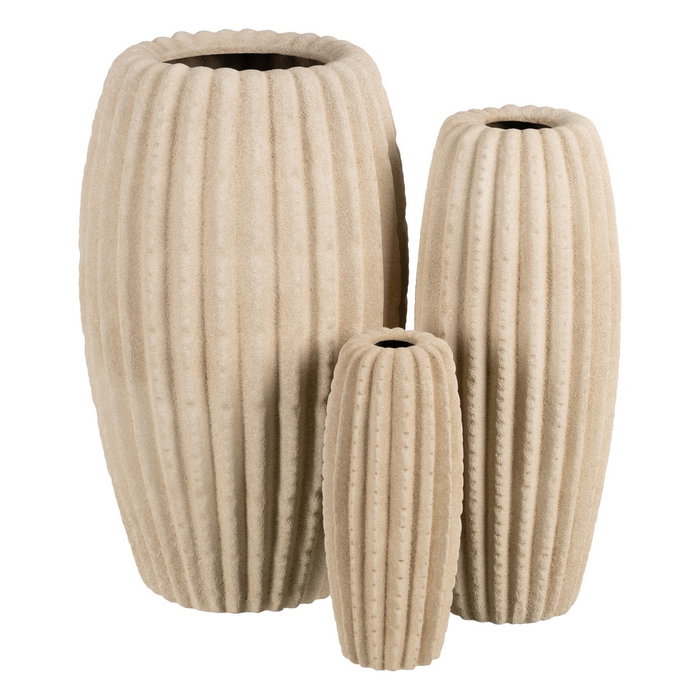 Jarrón Beige Cerámica Decoración 19 X 19 X 50 cm