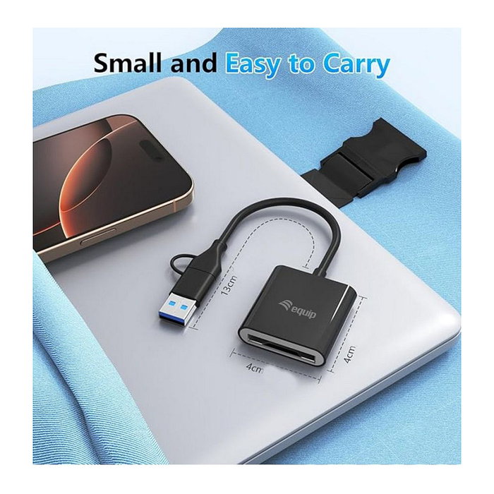Equip Lector de tarjetas USB 3.2 externo doble conexión USB-A y USB-C CF 10 Gbps