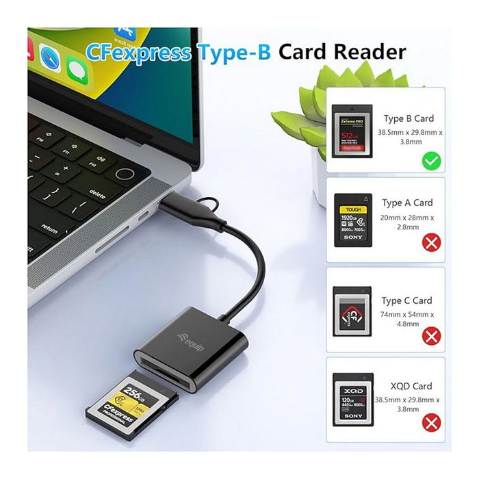Equip Lector de tarjetas USB 3.2 externo doble conexión USB-A y USB-C CF 10 Gbps