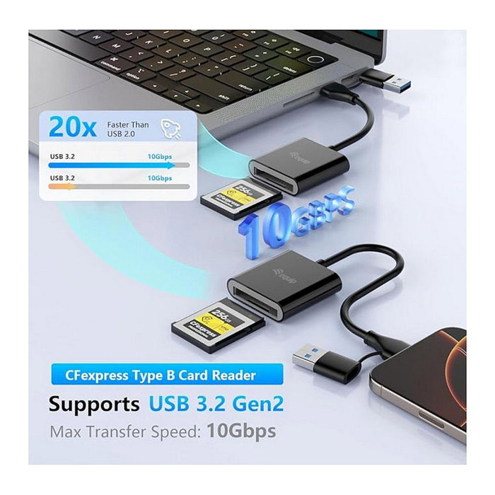 Equip Lector de tarjetas USB 3.2 externo doble conexión USB-A y USB-C CF 10 Gbps