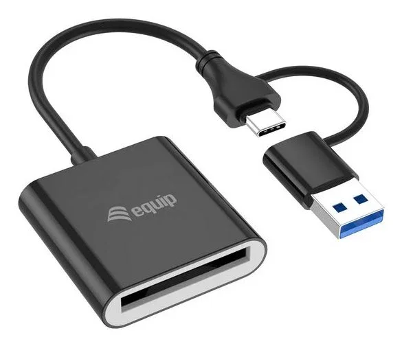 Equip Lector de Tarjetas 245461 - CFexpress 2.0 Type B, USB 3.2 Gen 2 Type-C, Hasta 10 Gbps/900 MB/s, Negro, Plug & Play