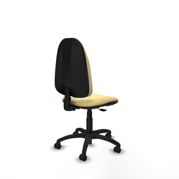 Silla de oficina Algarra con mecanismo Contacto permanente básico tapizada con Similpiel color Crema. Equipada con Base poliamida negra, Sin brazos y Ruedas autofrenantes Silla de oficina Algarra con mecanismo Contacto permanente básico tapizada con Similpiel color Crema. Equipada con Base poliamida negra, Sin brazos y Ruedas autofrenantes
