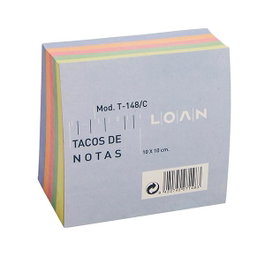 Loan Taco de notas encolado 100x100mm 5 colores