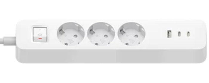 Xiaomi 20W Power Strip (2C1A) con 3 Salidas AC y 3 Puertos USB, Blanco