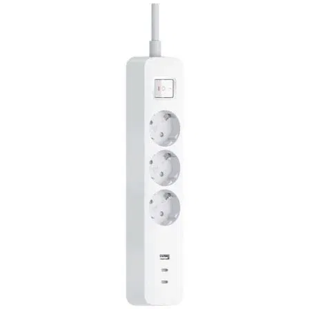Xiaomi Regleta 20W Power Strip XMCXB01EU con 3 Tomas, 1 USB-A, 2 USB-C, Carga Rápida 20W, Cable 1.4m Blanca
