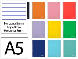 Liderpapel Cuaderno espiral A5 Witty tapa dura 80h 90gr rayado horizontal 8mm con margen colores surtidos
