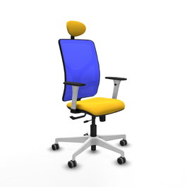 PIQUERAS Y CRESPO Silla de oficina Motilla con mecanismo Sincro/Traslack, Amarillo y Azul
