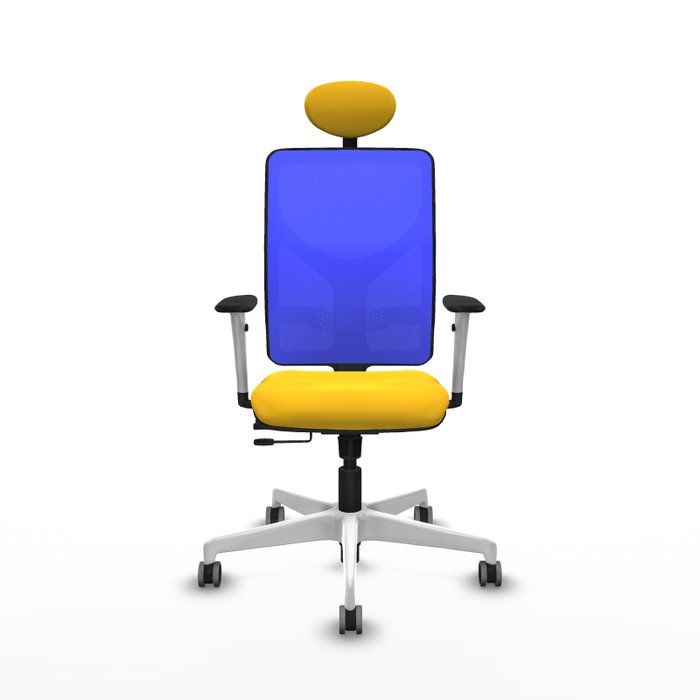 PIQUERAS Y CRESPO Silla de oficina Motilla con mecanismo Sincro/Traslack, Amarillo y Azul