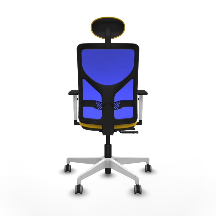 PIQUERAS Y CRESPO Silla de oficina Motilla con mecanismo Sincro/Traslack, Amarillo y Azul