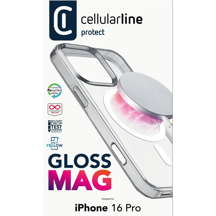 Cellularline MAG Funda MagSafe Transparente para iPhone 16 Pro
