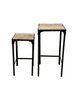 DKD Home Decor Set de 2 Mesitas Auxiliares de Hierro y Madera Natural y Negro