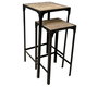 DKD Home Decor Set de 2 Mesitas Auxiliares de Hierro y Madera Natural y Negro