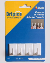BRIPLAS Colgador Adhesivo de Plástico para Cocina o Baño, Blanco, 4 Unidades