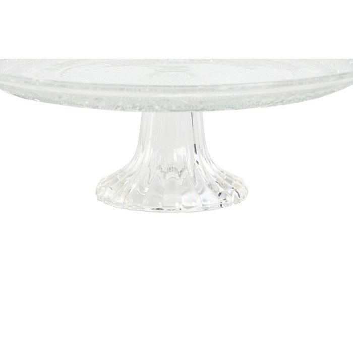 DKD Home Decor Plato de Cristal Grabado Transparente con Pie DKD Home Decor Plato de Cristal Grabado Transparente con Pie