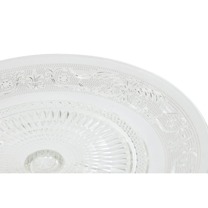 DKD Home Decor Plato de Cristal Grabado Transparente con Pie DKD Home Decor Plato de Cristal Grabado Transparente con Pie