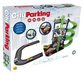 AVC Parking City 3 Plantas con 2 Coches Metal y Helicoptero, 12 Piezas