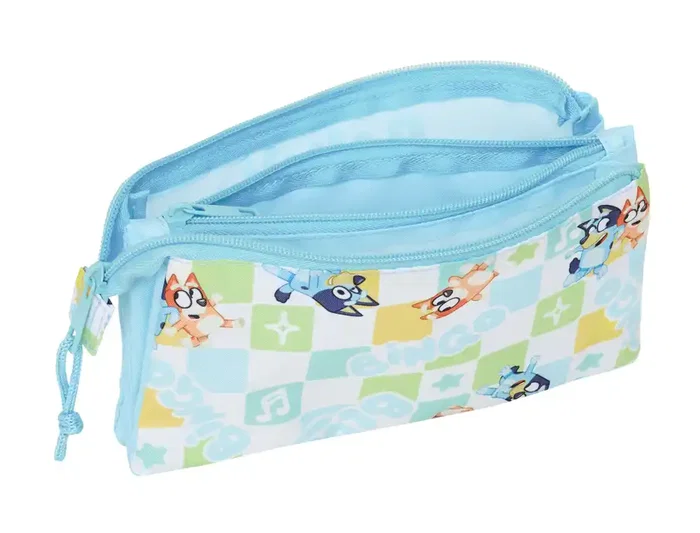 Safta Bolso Escolar Portatodo Triple Bluey Ready 120x220x30 mm, Estuche con 3 Cremalleras Safta Bolso Escolar Portatodo Triple Bluey Ready 120x220x30 mm, Estuche con 3 Cremalleras