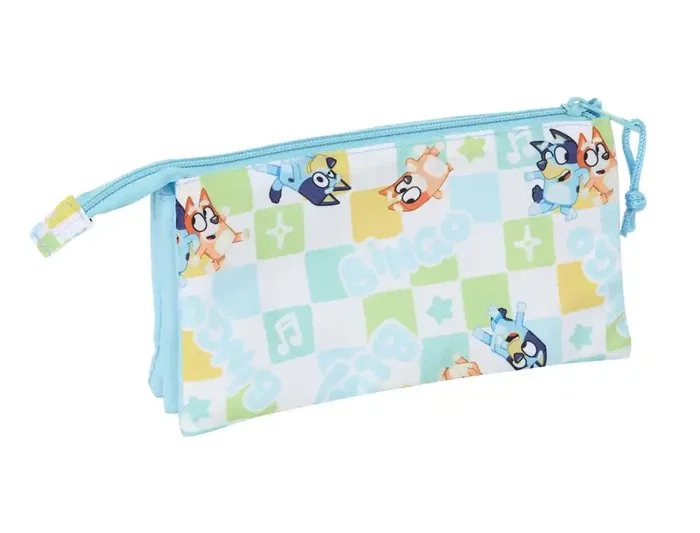 Safta Bolso Escolar Portatodo Triple Bluey Ready 120x220x30 mm, Estuche con 3 Cremalleras Safta Bolso Escolar Portatodo Triple Bluey Ready 120x220x30 mm, Estuche con 3 Cremalleras
