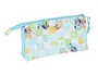 Safta Bolso Escolar Portatodo Triple Bluey Ready 120x220x30 mm, Estuche con 3 Cremalleras