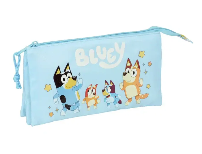 Safta Bolso Escolar Portatodo Triple Bluey Ready 120x220x30 mm, Estuche con 3 Cremalleras Safta Bolso Escolar Portatodo Triple Bluey Ready 120x220x30 mm, Estuche con 3 Cremalleras