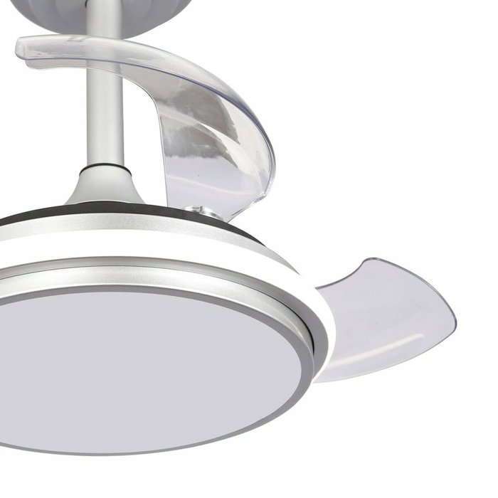 Cristalrecord Antila mini xs Ventilador de techo LED plata con aspas retráctiles