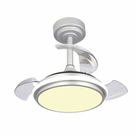 Cristalrecord Antila mini xs Ventilador de techo LED plata con aspas retráctiles