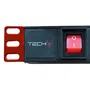 Techly Regleta 19" 8 Tomas Schuko con Interruptor ON/OFF - 2m Cable Negro/Rojo - Conector C14 16A 250V