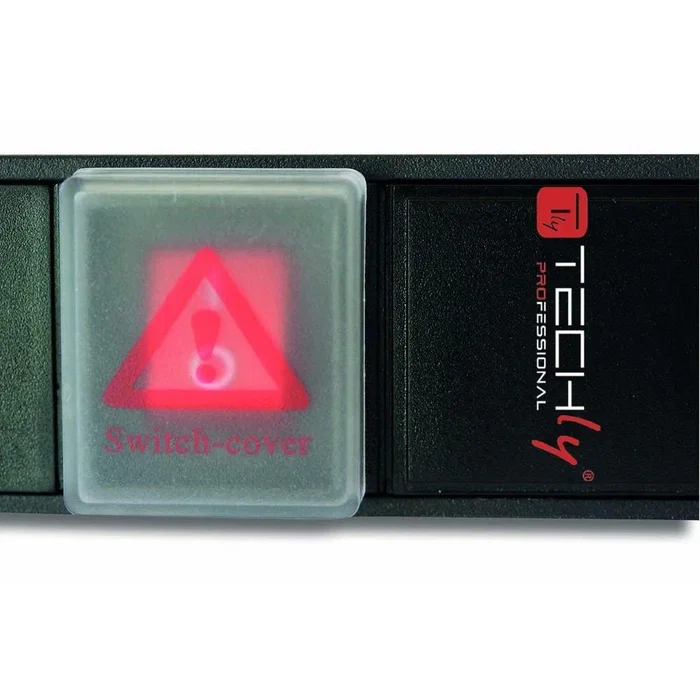 Techly Regleta 19" 8 Tomas Schuko con Interruptor ON/OFF - 2m Cable Negro/Rojo - Conector C14 16A 250V