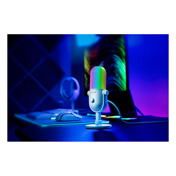 Razer Seiren V3 Chroma - Micrófono para Streaming, USB, RGB, Blanco / RZ19-05060200-R3M1