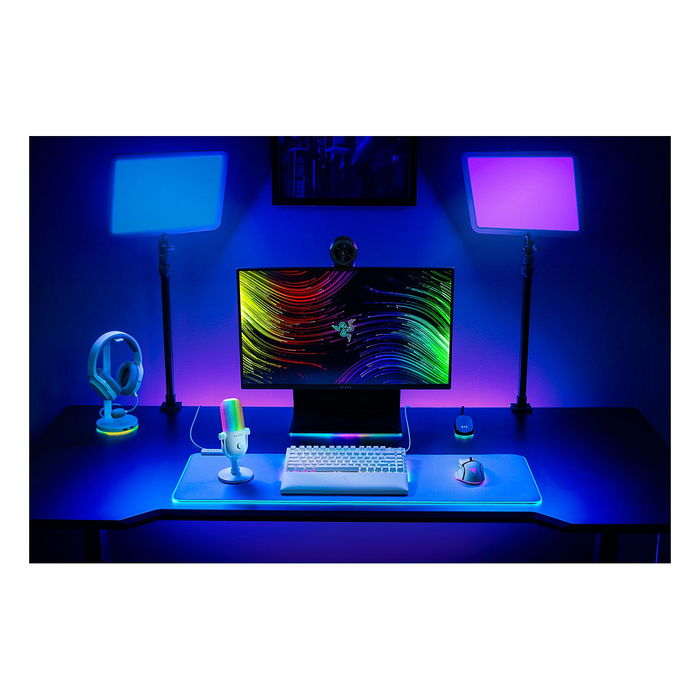 Razer Seiren V3 Chroma - Micrófono para Streaming, USB, RGB, Blanco / RZ19-05060200-R3M1