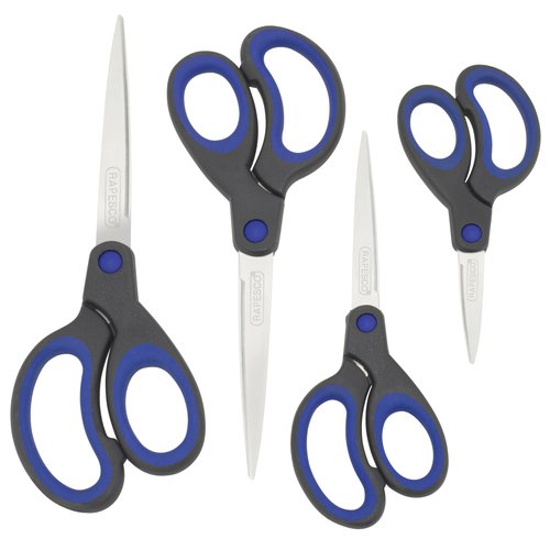 RAPESCO Juego de 4 tijeras con mango suave, azul/negro RAPESCO Juego de 4 tijeras con mango suave, azul/negro