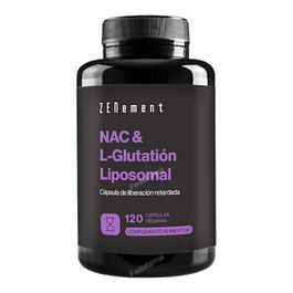ZENEMENT Nac+L- Glutation Liposomal 120 Vcaps. N-Acetil-L-Cisteína Glutatión Antioxidante Vegano
