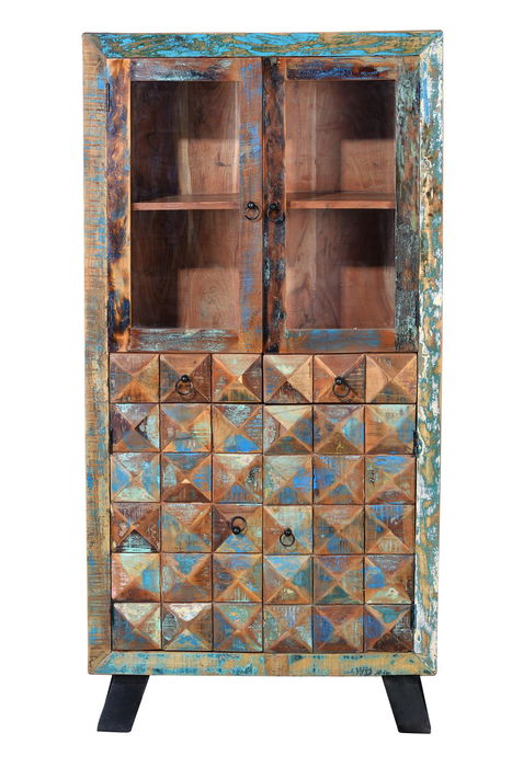 Giner Y Colomer Vitrina Madera Reciclada Multicolor 180x90x40 cm