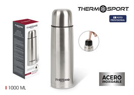 Thermosport Termo Inox 1000ml - Botella Térmica de Acero Inoxidable para Bebidas Frías y Calientes, Ideal para Viajes y Deporte, Capacidad 1 Litro (1000 ml) (6 Unidades)