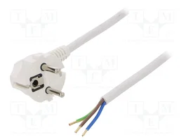 PLASTROL Cable de alimentación H03VV-F, OMY 3x1,5mm2 Blanco 3m