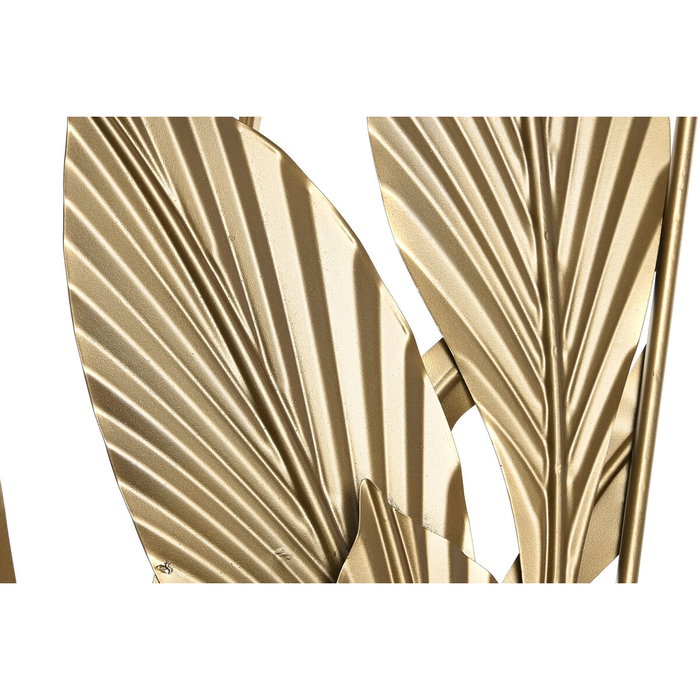 DKD Home Decor Set de 2 Decoraciones de Pared de Hojas en Metal Dorado 80x80 cm