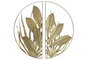 DKD Home Decor Set de 2 Decoraciones de Pared de Hojas en Metal Dorado 80x80 cm