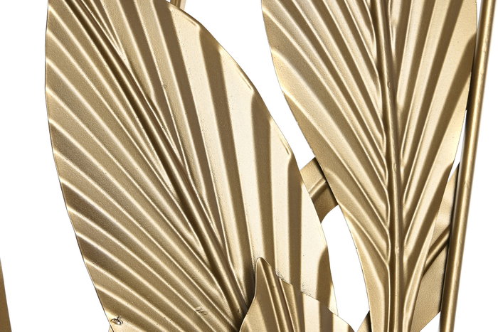 DKD Home Decor Set de 2 Decoraciones de Pared de Hojas en Metal Dorado 80x80 cm