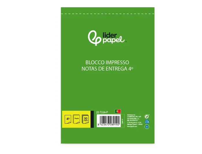 Liderpapel Talonario de entregas cuarto duplicado - texto en portugués Liderpapel Talonario de entregas cuarto duplicado - texto en portugués