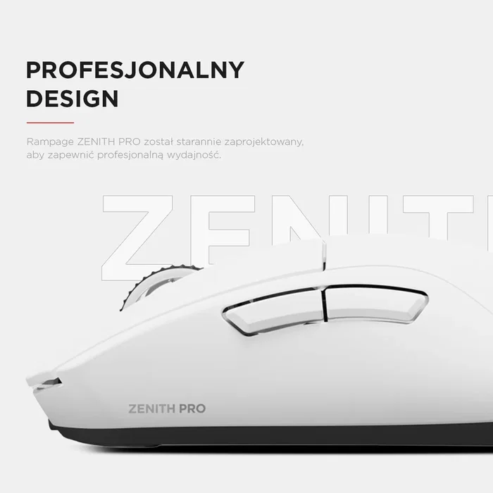 Rampage Zenith Pro Ratón inalámbrico 26000 DPI blanco receptor 4 KHz PAW3395 BT 5.2