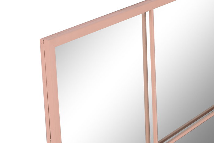 DKD Home Decor Espejo de Ventana en Hierro y Cristal Rosa Palo 90x90 cm