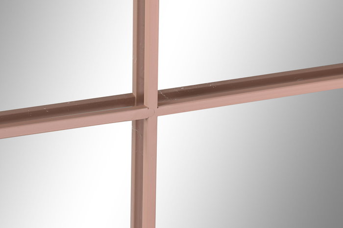 DKD Home Decor Espejo de Ventana en Hierro y Cristal Rosa Palo 90x90 cm