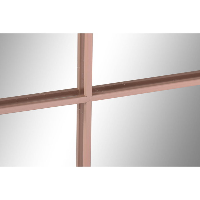 DKD Home Decor Espejo de Ventana en Hierro y Cristal Rosa Palo 90x90 cm