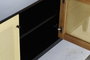 DKD Home Decor Mueble TV Balines Negro Natural 160x65x38 cm Abeto Ratan