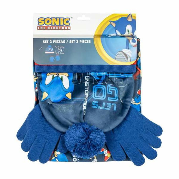Cerdá Conjunto 3 Piezas Sonic Gorro, Braga Cuello y Guantes Blue